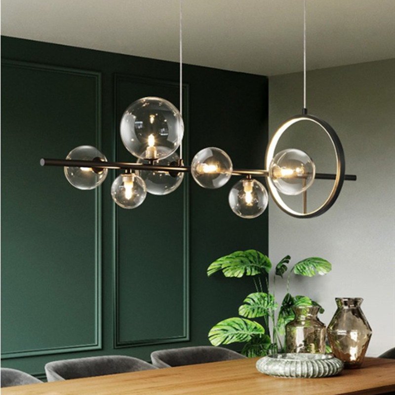 hot sales Post Modern Nordic G9 light bulbs glass black Pendant light  for restaurant living room