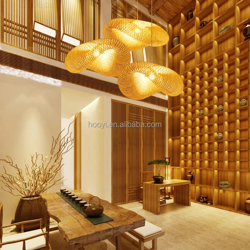 Modern bamboo weave chandelier bamboo lamp pendant lights Bamboo Wicker Rattan Pendant Light for Living Room Bedroom Dinning Res