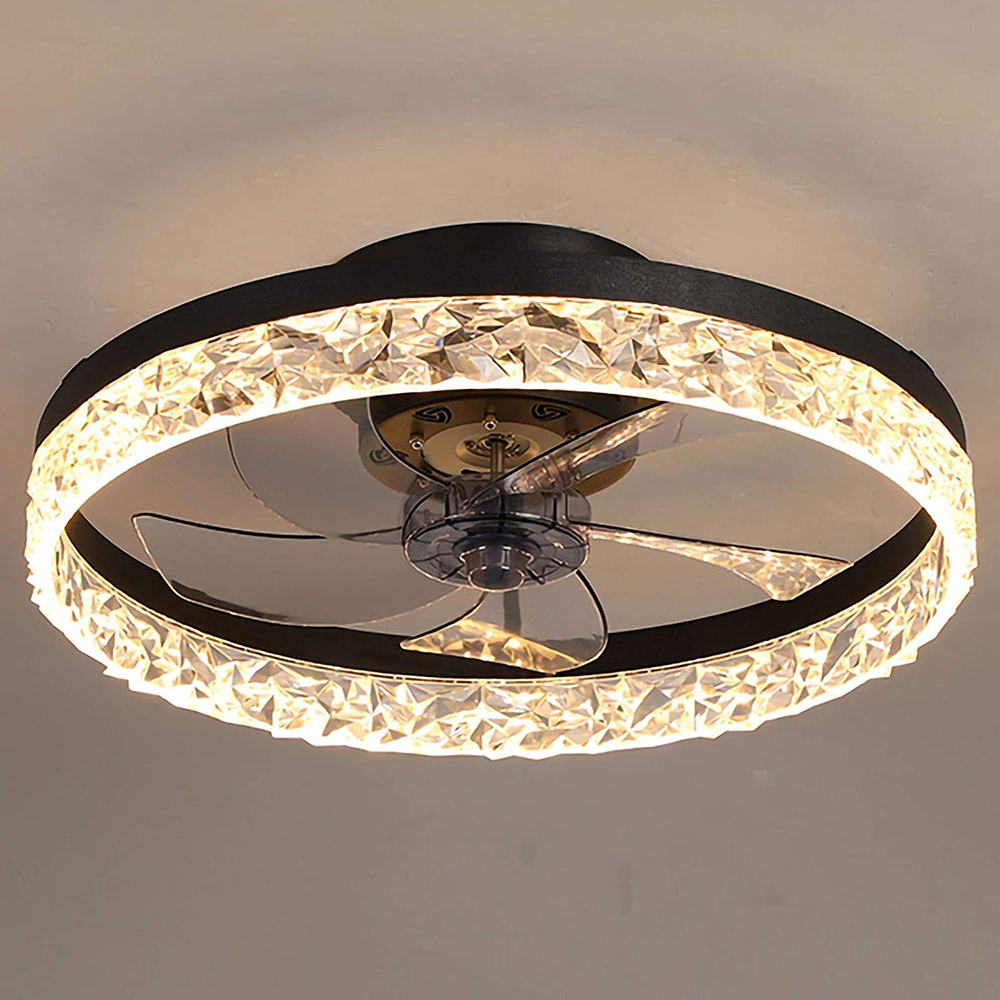 Modern Fancy Design Indoor Led Ceiling Fans Decorative Home Ceiling Lighting Luxury Flush Mount Remote Control