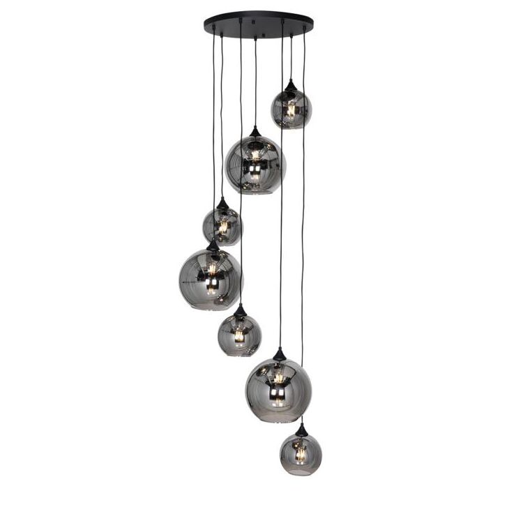 Nordic Art Deco hanging lamp smoke glass 8 lights living room hand blown glass chandelier glass for dining room