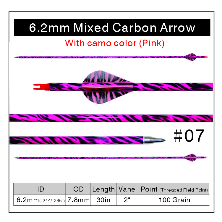 30 32 Inch Hunting Target Arrows Archery 400 500 600 Spine Mixed Carbon Fiber Arrows Practice  for Compound & Recurve Bow