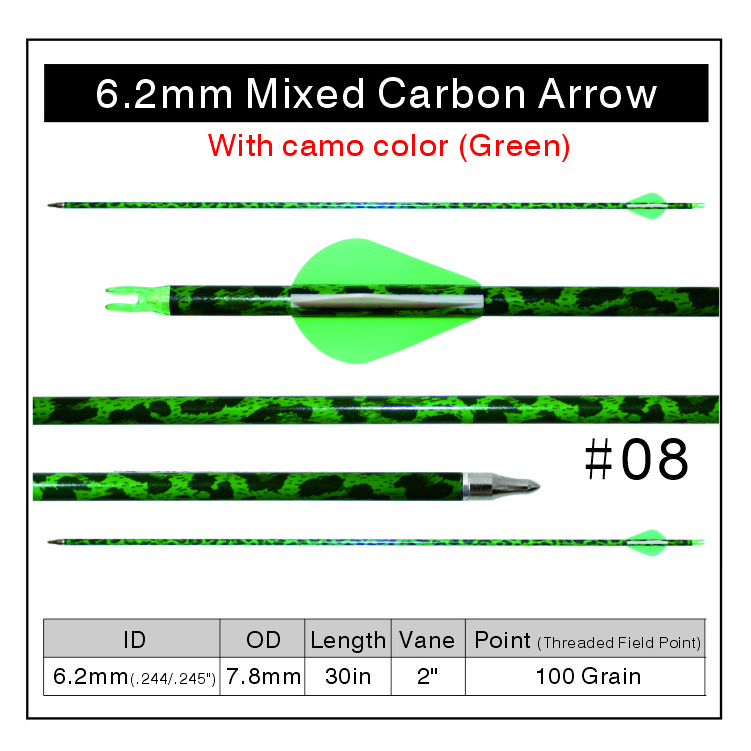 30 32 Inch Hunting Target Arrows Archery 400 500 600 Spine Mixed Carbon Fiber Arrows Practice  for Compound & Recurve Bow