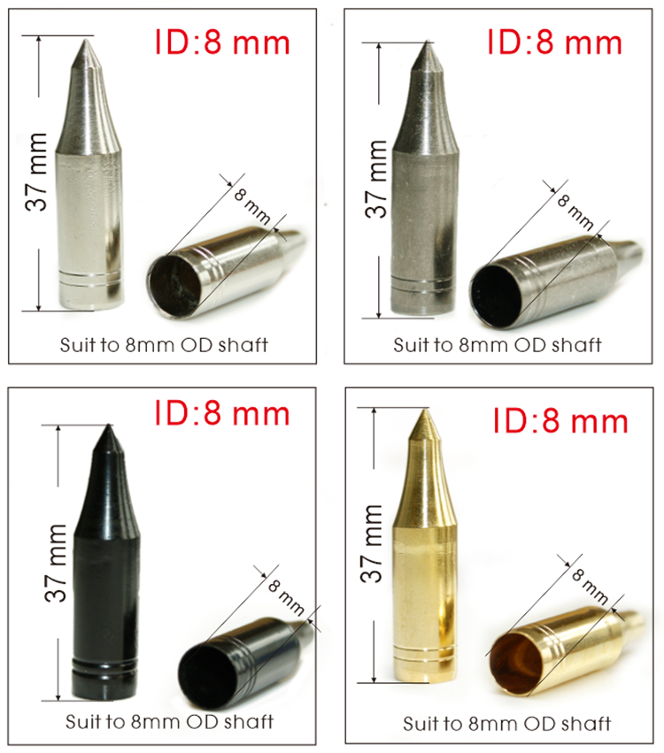 Archery Arrowhead ID 6mm 7 mm 8mm Glue on Arrow Points Practice Arrow Tips for Fiberglass Arrow shafts