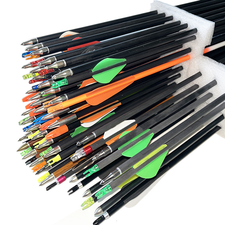 30 32 Inch Hunting Target Arrows Archery 400 500 600 Spine Mixed Carbon Fiber Arrows Practice  for Compound & Recurve Bow