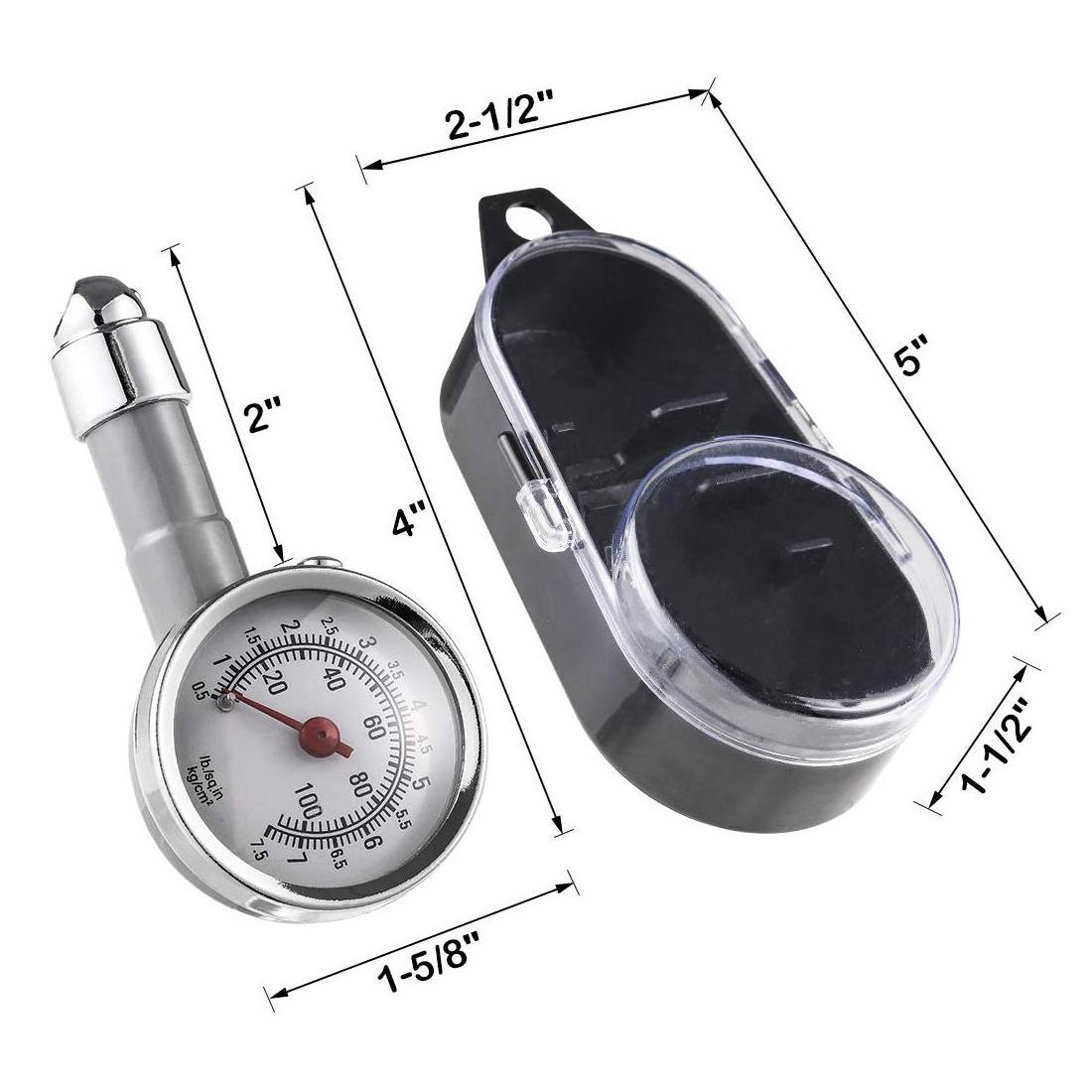 Small Tire Pressure Gauge Accurate Mechanical Zinc Alloy Air Gauge Single Chuck Dial Wheel Pressure Tester for Motorcycle Bike