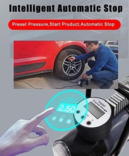 Double cylinder heavy duty tire inflator DC 12v car tire inflator pump 150psi auto metal tire inflator with led light