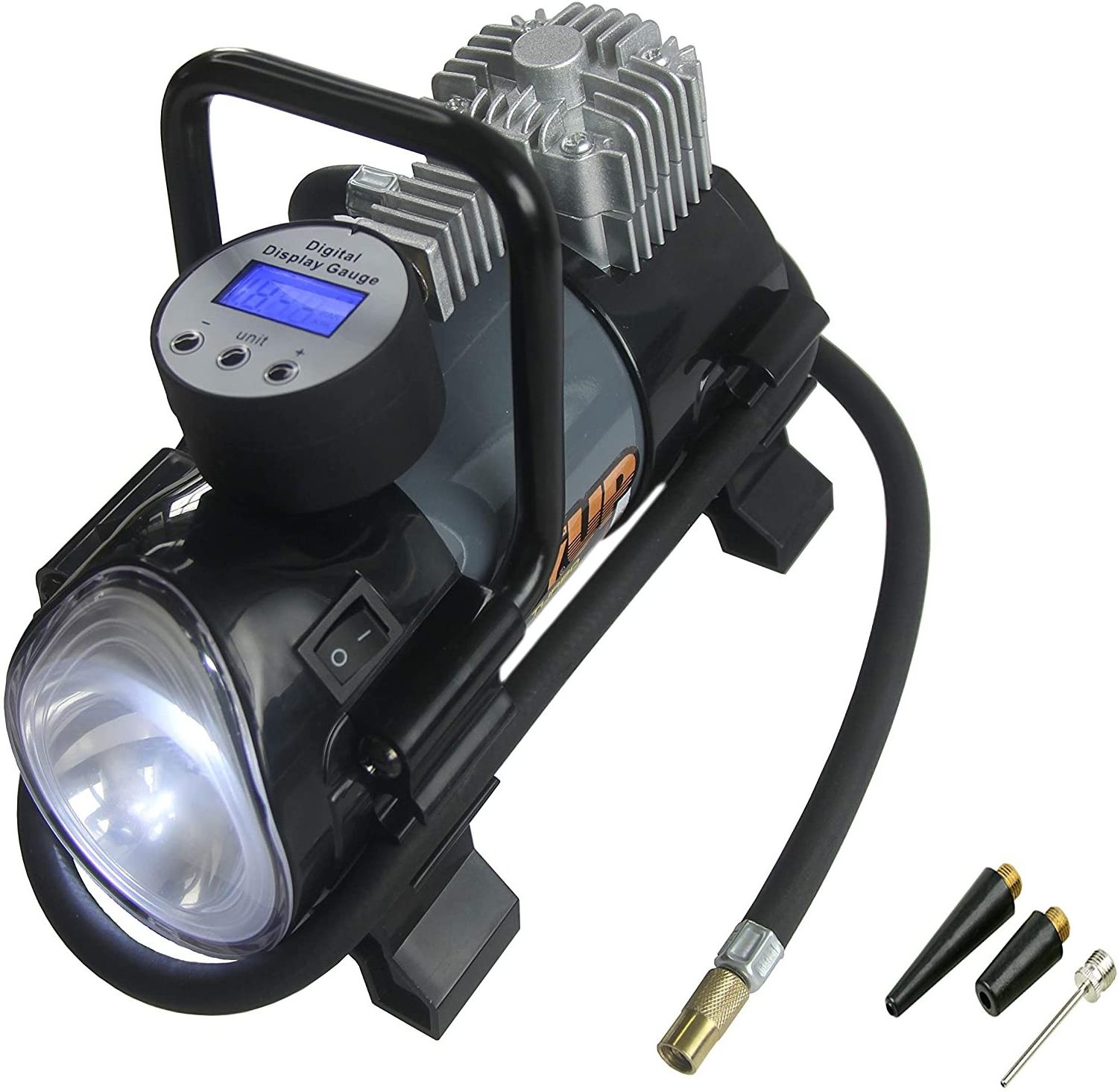 Double cylinder heavy duty tire inflator DC 12v car tire inflator pump 150psi auto metal tire inflator with led light