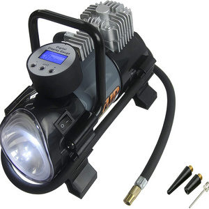 Double cylinder heavy duty tire inflator DC 12v car tire inflator pump 150psi auto metal tire inflator with led light