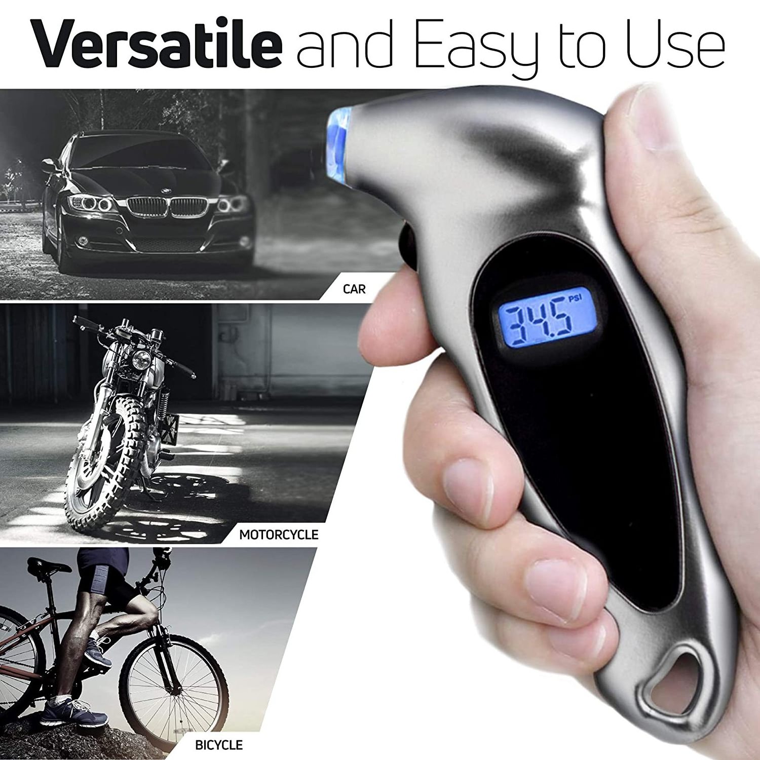 Small digital tire pressure gauge 150 PSI 4units with blue backlight digital tire gauges for cars