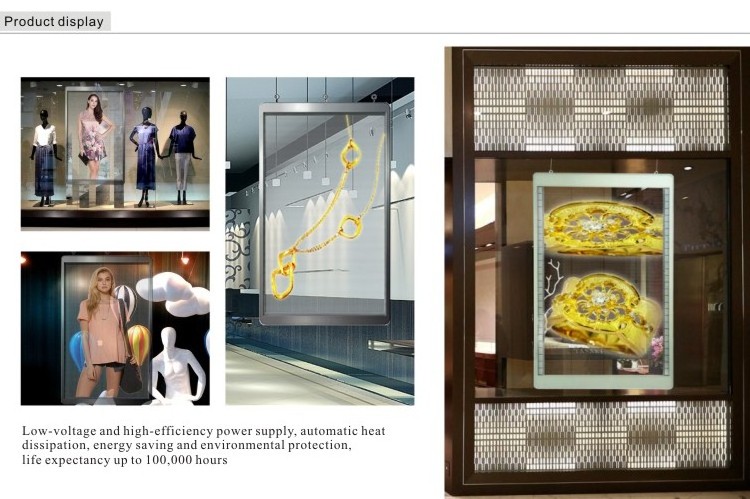 Advertising glass window, light and transparent advertising screen, shopping center P3.9-7.8S LED transparent screen