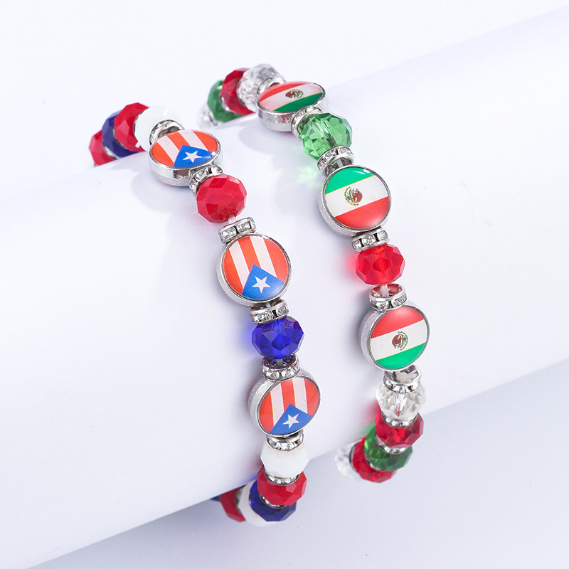 American Flag Red White Blue Beaded Stretch Bracelet Patriotic Holiday Party Independence Day Bracelet Jewelry Gifts