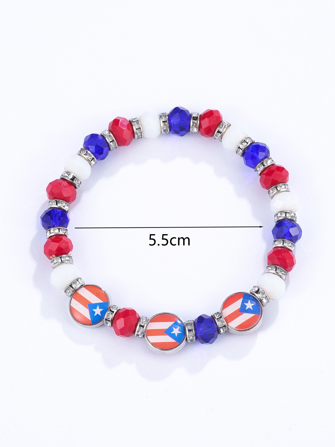 American Flag Red White Blue Beaded Stretch Bracelet Patriotic Holiday Party Independence Day Bracelet Jewelry Gifts