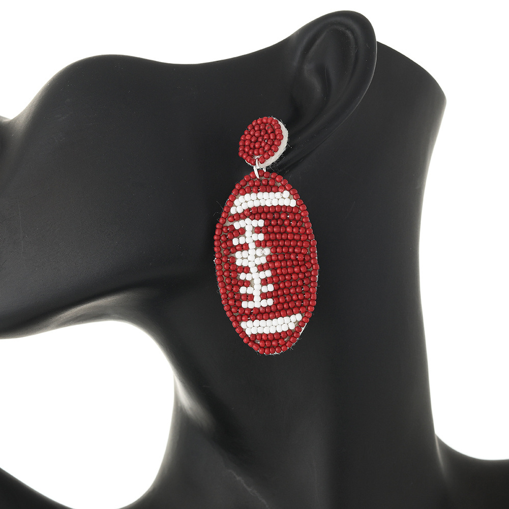 Beaded Football Earring Great Gift For Foot Ball Season Team Sports NFL Soccer Basketball Football Game Day Earring