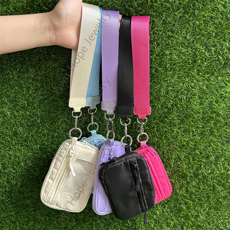 2024 New Design Wholesale Custom Portable Nylon Credit Card Purse Mini Wallet Wrist Bag Coin Pocket Clear bags