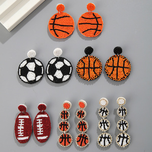 Beaded Football Earring Great Gift For Foot Ball Season Team Sports NFL Soccer Basketball Football Game Day Earring