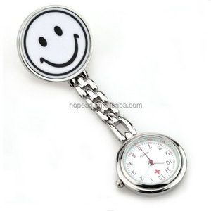 WAH645 Smile Face Nurse Fob Brooch Pendant Pocket Quartz Nurse Watch