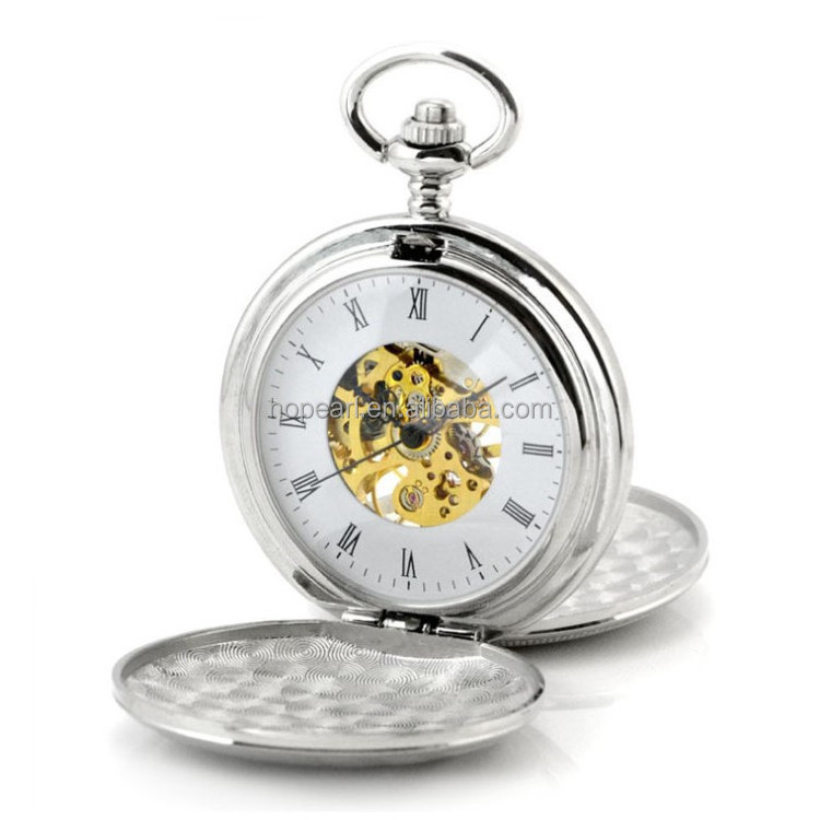 WAH511 Classic Design Smooth Surface Double Cover Mechanical Plain Pocket Watch for Women Men