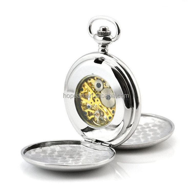 WAH511 Classic Design Smooth Surface Double Cover Mechanical Plain Pocket Watch for Women Men