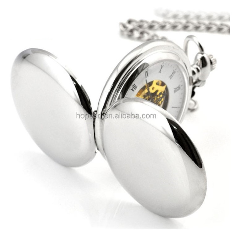 WAH511 Classic Design Smooth Surface Double Cover Mechanical Plain Pocket Watch for Women Men