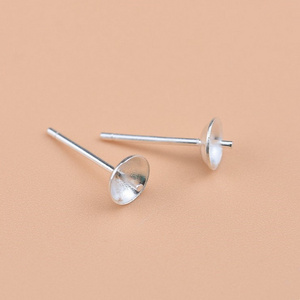 SSE226 Wholesale 925 Sterling Silver Findings Simple Stud Earrings Post Cup Pin for Jewelry Making