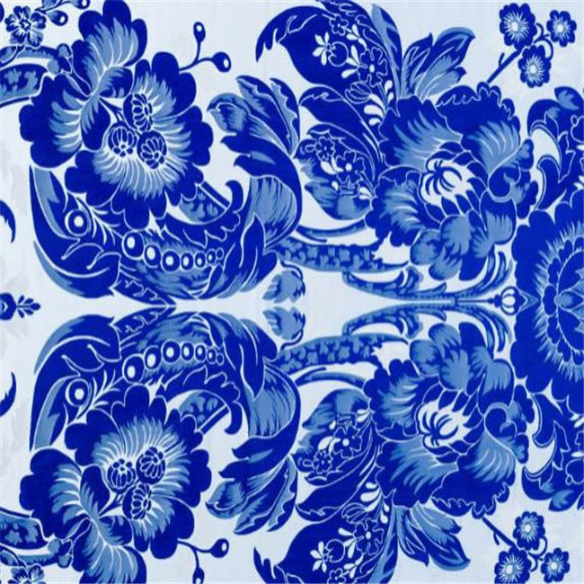 Classic Blue and White Porcelain Patterns Chinese Style Traditional Brocade Polyester Fabric for Cheongsam