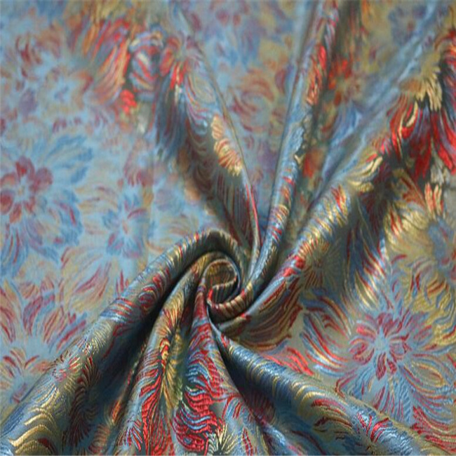 Manufacturer Wholesale 100% Polyester Jacquard Brocade Silk Fabric for Suit Chinese Clothing