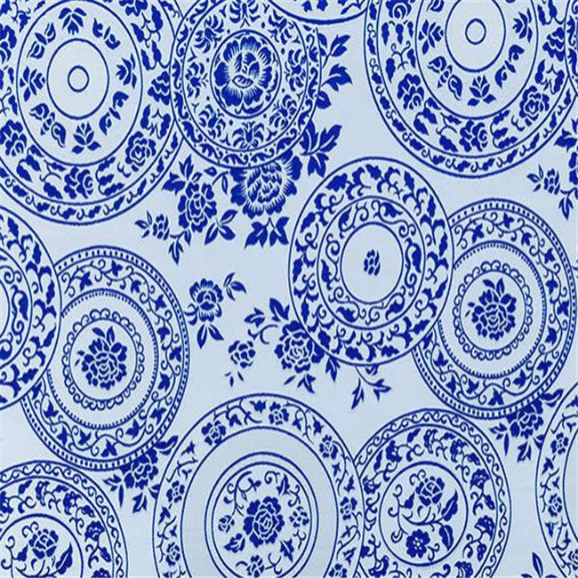 Classic Blue and White Porcelain Patterns Chinese Style Traditional Brocade Polyester Fabric for Cheongsam