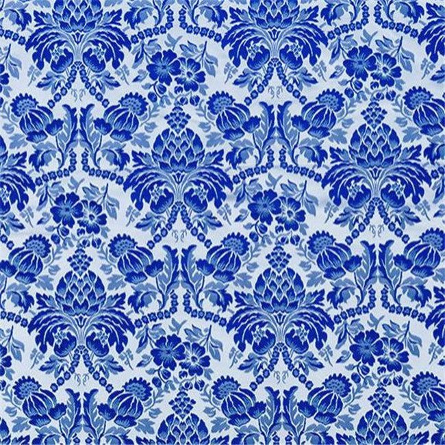 Classic Blue and White Porcelain Patterns Chinese Style Traditional Brocade Polyester Fabric for Cheongsam