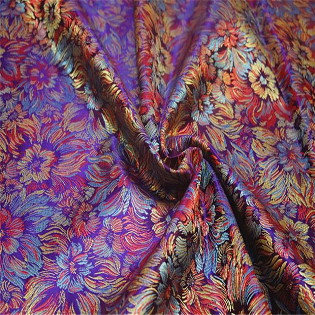 Manufacturer Wholesale 100% Polyester Jacquard Brocade Silk Fabric for Suit Chinese Clothing