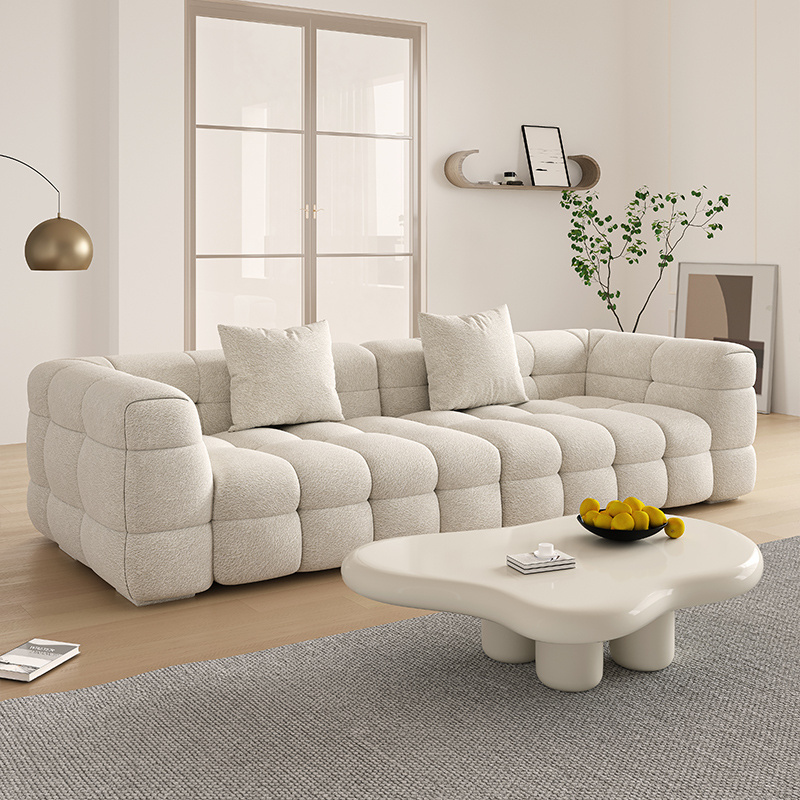 maxky straight row simple sofa lamb velvet small apartment modern marshmallow living room French style light luxury fabric sofa