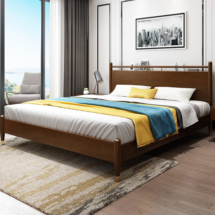 Nordic Modern Style 1.8 & 1.5 Meters Bedroom Furniture nordic Simple Wedding Bed Frame solid oak wood Bed Double Bed