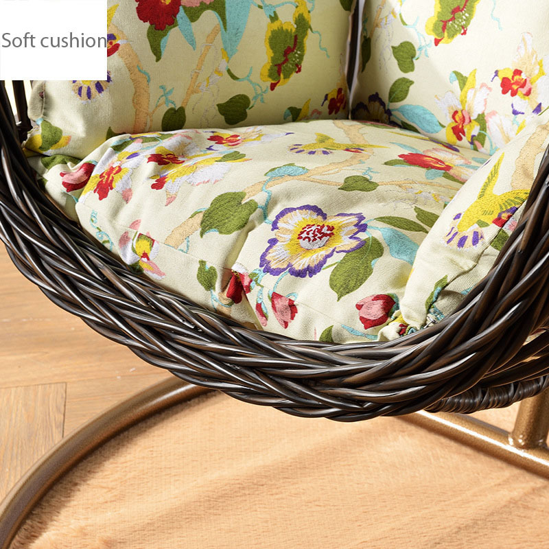 Outdoors rattan swing chair hanging egg shaped for adult indoor balcony furniture single plastic swing chair with cushion pillow