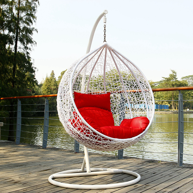 Factory wholesale direct outdoor leisure rattan chair hanging chairwith cushion bird's nest shaped swing hanging chair