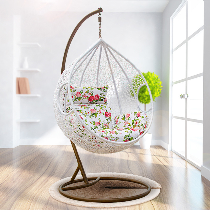 Light luxury outdoor leisure rattan chair hanging chair with cushion bird's nest shaped swing chair hanging egg shape