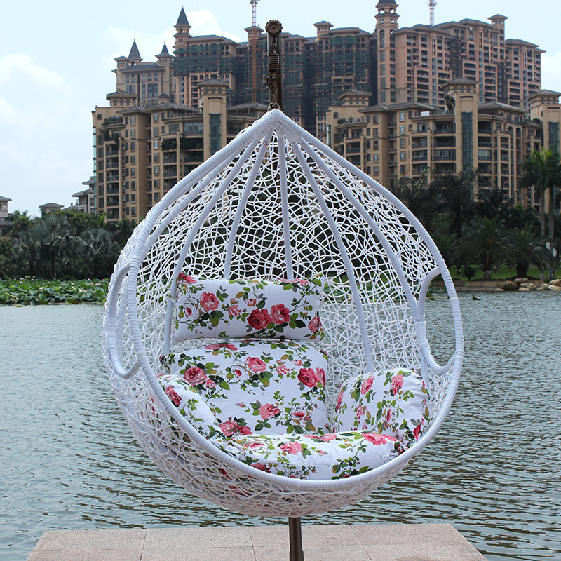 Light luxury outdoor leisure rattan chair hanging chair with cushion bird's nest shaped swing chair hanging egg shape