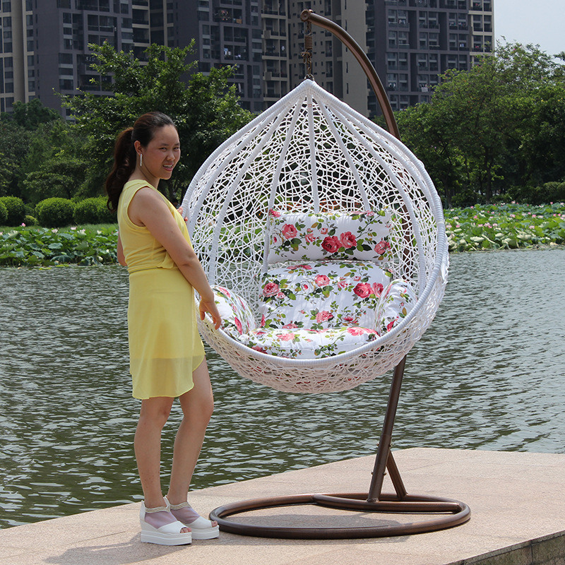 Light luxury outdoor leisure rattan chair hanging chair with cushion bird's nest shaped swing chair hanging egg shape