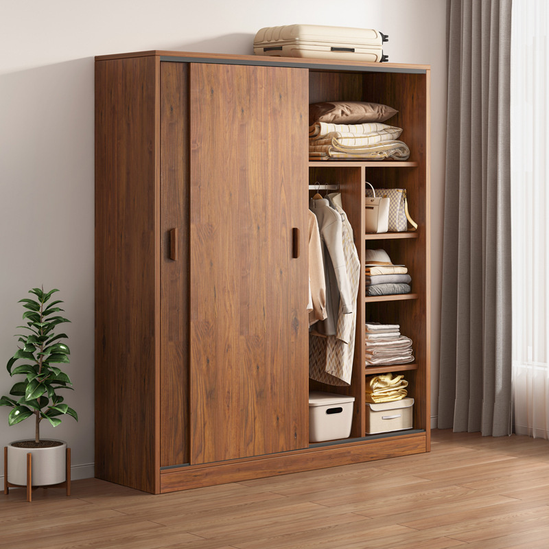 modern wardrobe Knockdown Free Standing E1 Mdf Particle Board wooden storage cabinet closet bedroom furniture sliding door