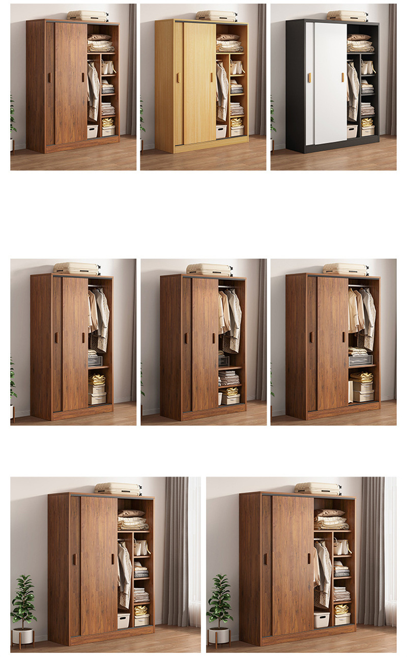 modern wardrobe Knockdown Free Standing E1 Mdf Particle Board wooden storage cabinet closet bedroom furniture sliding door