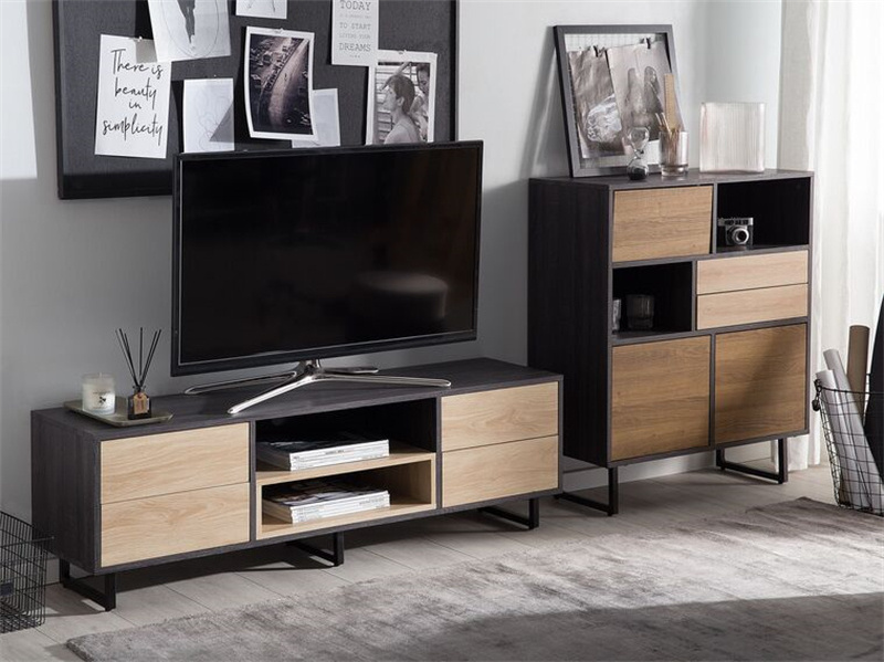 Manufacturer Wooden modern factory wooden l shaped tv stand with drawers shelves storage cabinet bedroom living room furniture