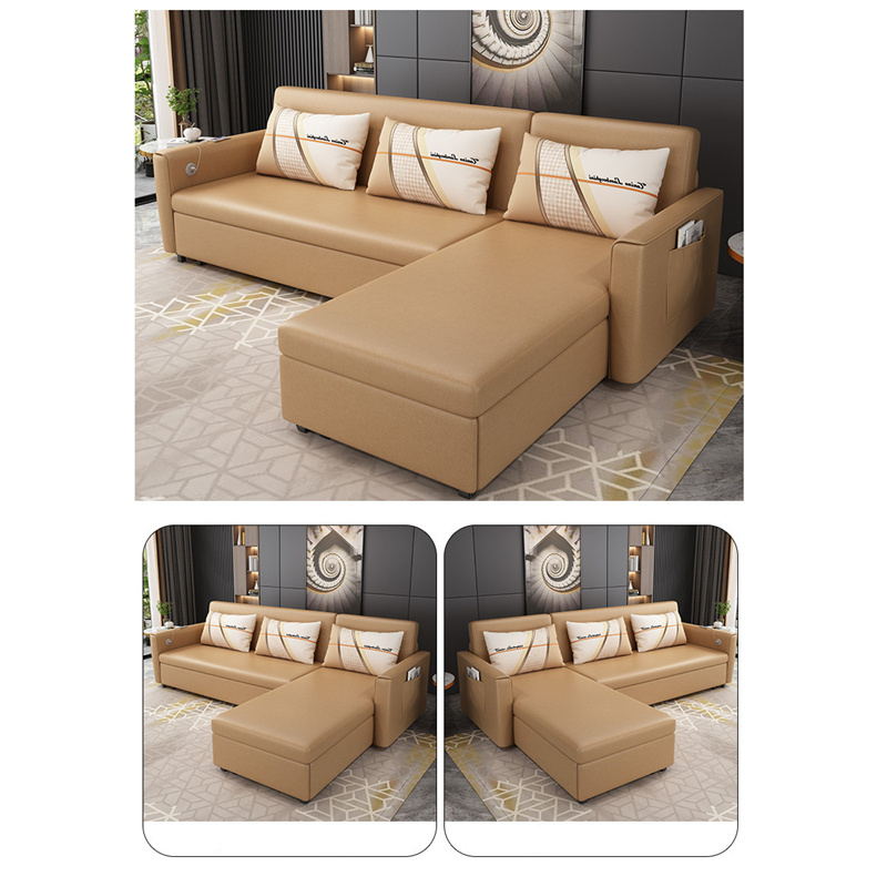 Minimalist Modern Cotton Linen Multifunctional Foldable And Detachable Living Room Sofa Bed