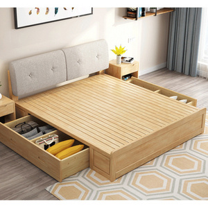 Solid Wood Nordic Style All Size Bedroom Sets Wooden Bed Box Storage Bed With Night Table Bedroom Furniture For Hotel