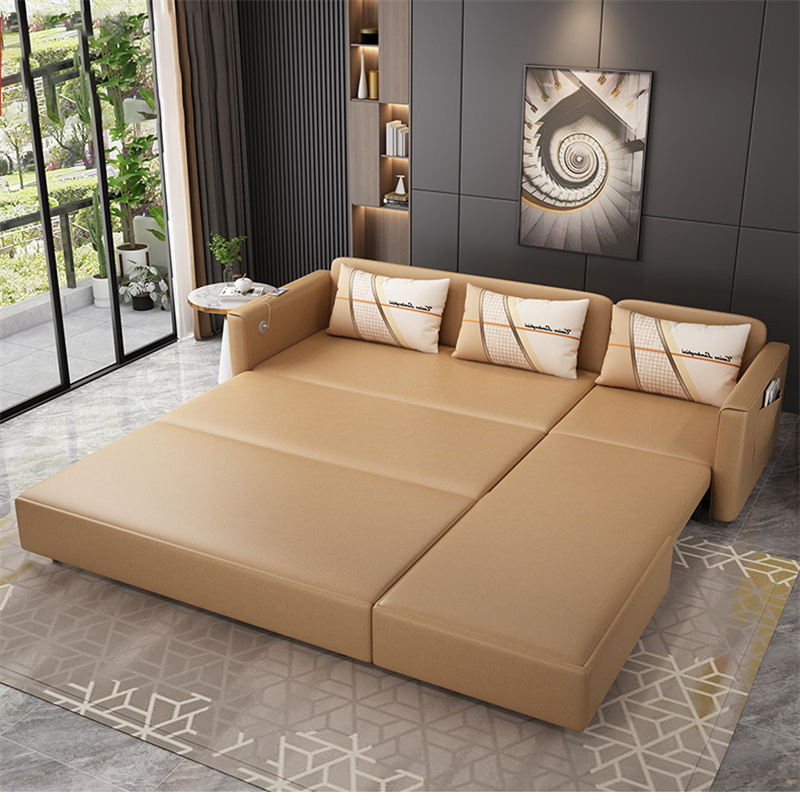 Minimalist Modern Cotton Linen Multifunctional Foldable And Detachable Living Room Sofa Bed