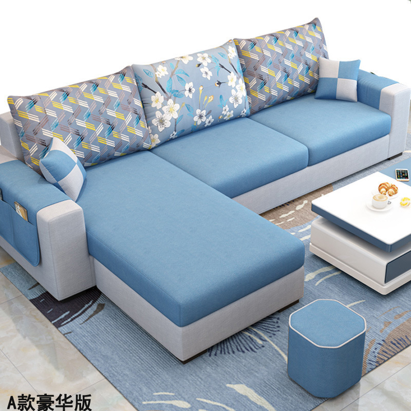 Modern Luxury Cheap down cushion home furniture Living Room Grey wooden Frame sectional 5 seater L shape Sofa and recliner Set