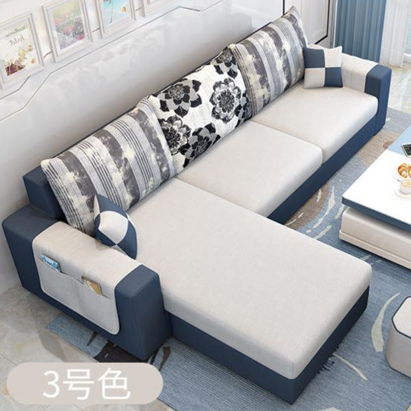 Modern Luxury Cheap down cushion home furniture Living Room Grey wooden Frame sectional 5 seater L shape Sofa and recliner Set