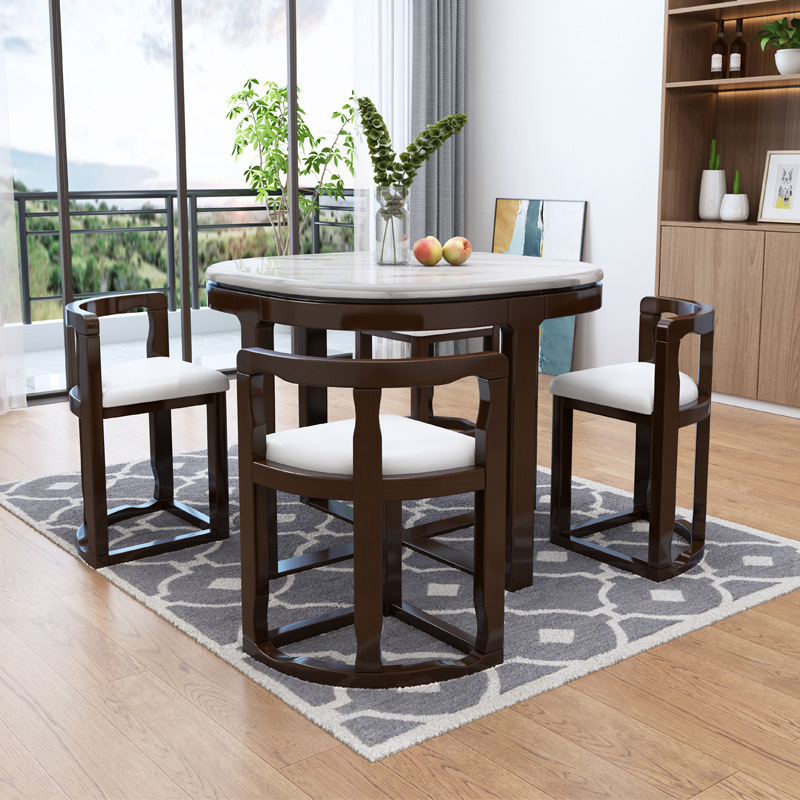 Noble Nordic marble chairs combination simple modern  apartment dining room  invisible  villa household solid wood dining table