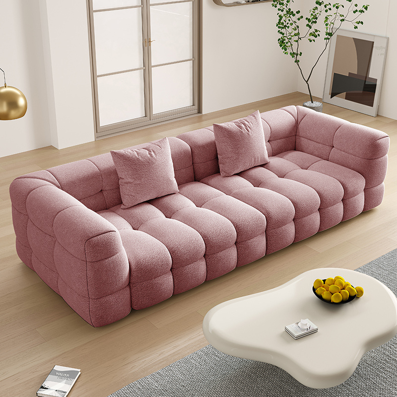 maxky straight row simple sofa lamb velvet small apartment modern marshmallow living room French style light luxury fabric sofa