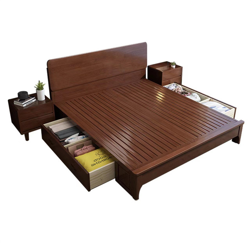 modern luxury king queen size bedroom furniture double hotel medical leather storage adjustable wood massage smart beds set