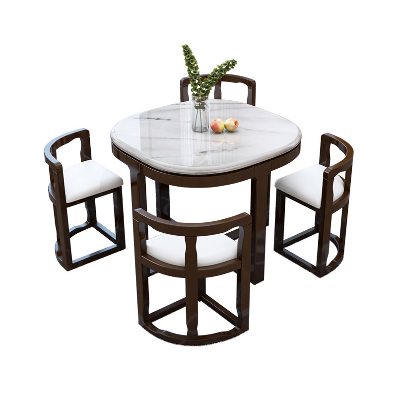 Noble Nordic marble chairs combination simple modern  apartment dining room  invisible  villa household solid wood dining table