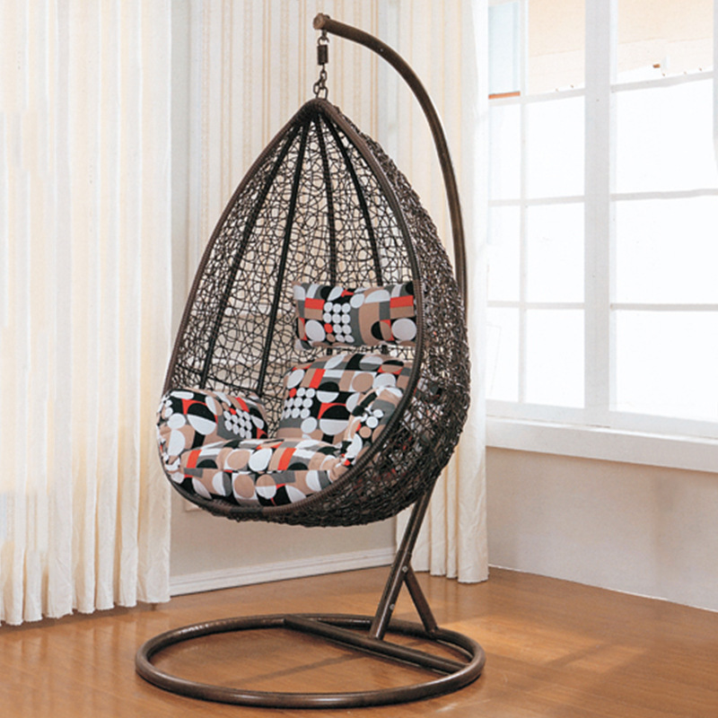 Indoor living room hanging leisure swing, household balcony coarse rattan woven bird's nest rattan chair hanging basket