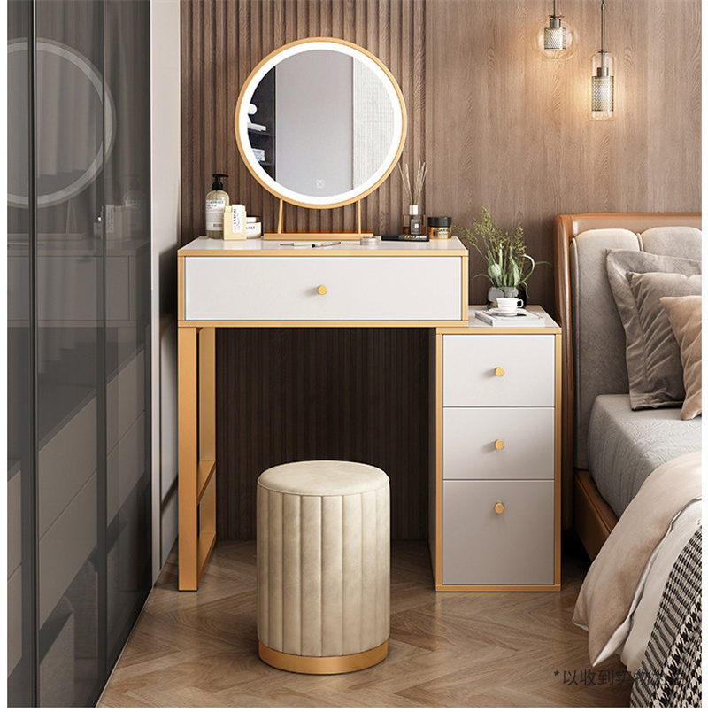 Manufacturer OEM Make Up Dresser With LED Mirror Luxury Table Vanity Mirror Set Dresser Dressing Table